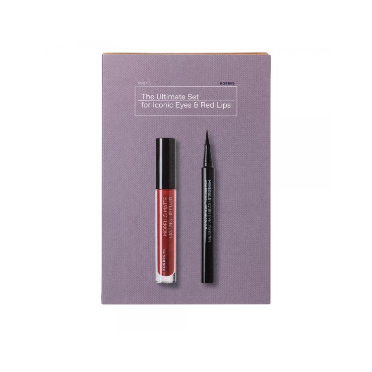 korres-the-ultimate-set-liquid-eyeliner-pen-01-black-&-morello-lip-fluid-59-brick-red-5203069103902