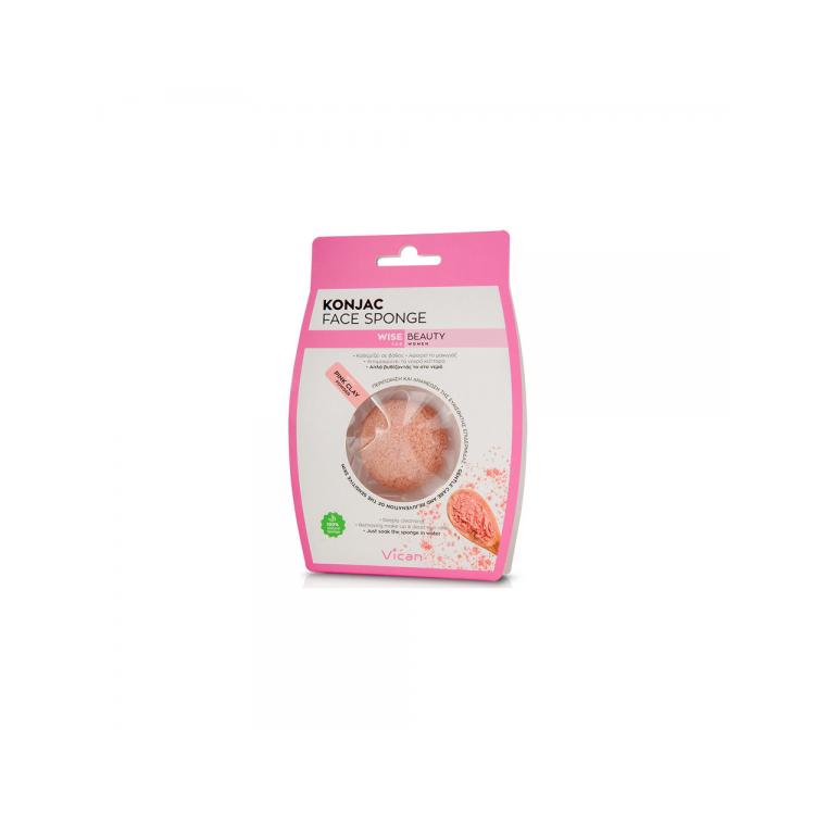 vican-wise-beauty-konjac-face-sponge-with-pink-clay-powder-1pc-5204559510040