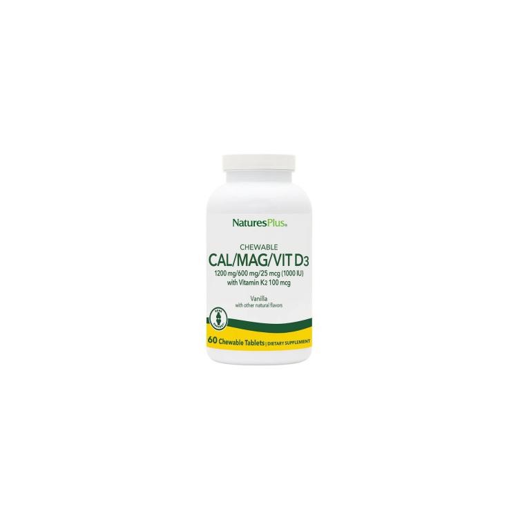 NATURES PLUS Chewable Cal Mag Vit D3 with Vitamin K2 Βανίλια 60nuggets