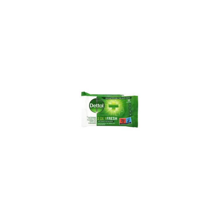 DETTOL Wipes 2 in 1 Fresh Μαντηλάκια 15pcs