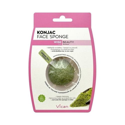 vican-wise-beauty-konjac-face-sponge-with-green-tea-powder-1pc-5204559510026