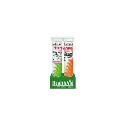 HEALTH AID Vitamin C 1000mg Plus Echinacea & Vitamin C 1000mg 2 x 20 Αναβράζοντα Δισκία