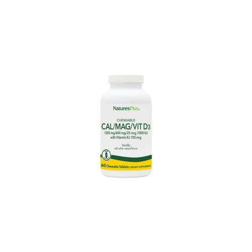 NATURES PLUS Chewable Cal Mag Vit D3 with Vitamin K2 Βανίλια 60nuggets