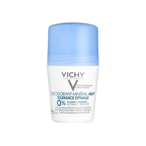 VICHY 48h Mineral Deodorant Optimal Tolerance Roll-On για Ευαίσθητες Επιδερμίδες Χωρίς Άλατα Αλουμινίου 50ml