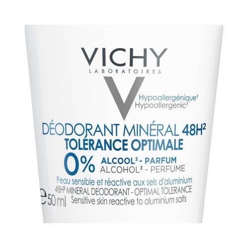 VICHY 48h Mineral Deodorant Optimal Tolerance Roll-On για Ευαίσθητες Επιδερμίδες Χωρίς Άλατα Αλουμινίου 50ml