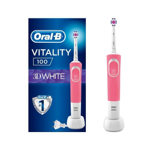 ORAL-B Vitality 100 3D White Ηλεκτρική Οδοντόβουρτσα Ροζ Με Χρονομετρητή