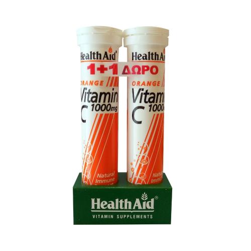 HEALTH AID Vitamin C 1000mg 2 x 20 Αναβράζοντα Δισκία Πορτοκάλι