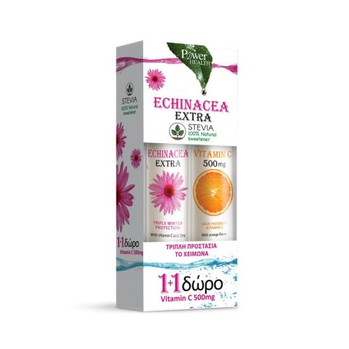 POWER HEALTH Echinacea Extra με Στέβια & Vitamin C 500mg 24+20 Αναβράζοντα Δισκία