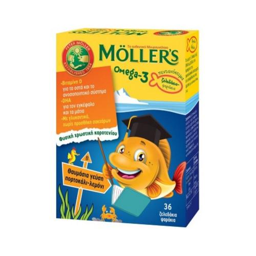 MOLLER'S Omega 3 για Παιδιά 36 Ζελεδάκια Ψαράκια Πορτοκάλι - Λεμόνι 