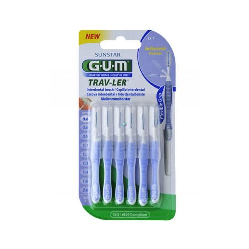 GUM Trav-ler Μεσοδόντια Βουρτσάκια 0.6mm Σε Χρώμα Μπλε 6pcs