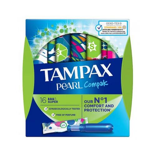 TAMPAX Pearl Compak Silent Wrapper Για Αυξημένη Ροή 16pcs